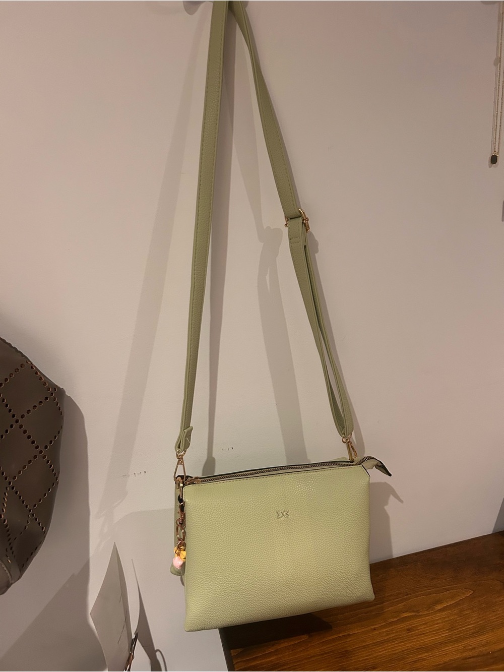 Light Mint Crossbody Bag with Adjustable Strap - Unbranded